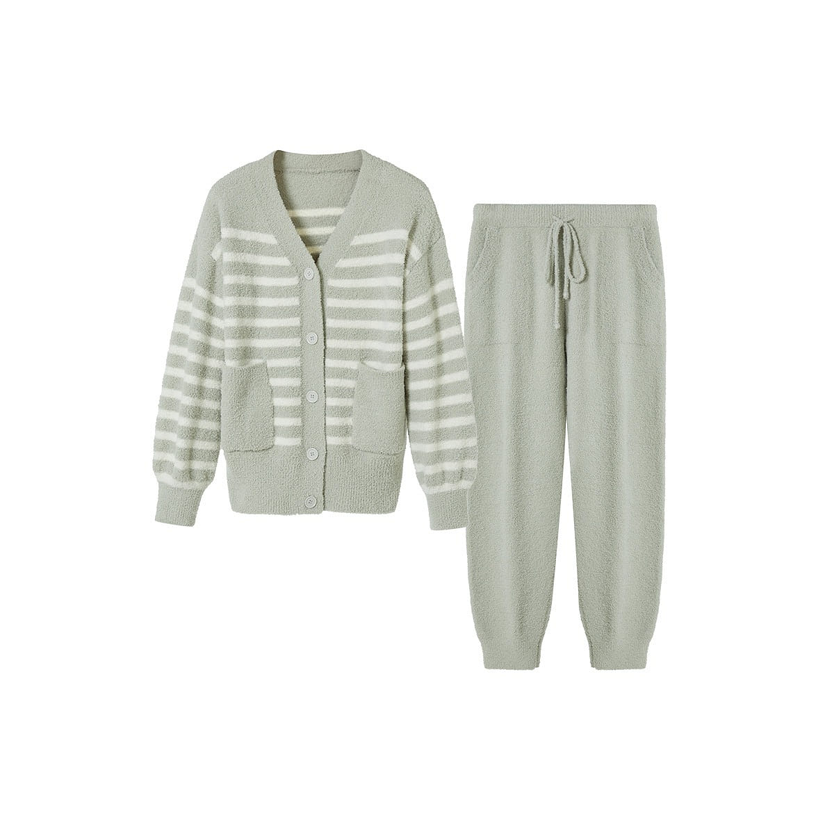 ubras Mousse Stripe Lounge Wear Set Pajamas Light Green M 1 each