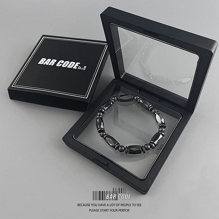 One string of black magnetic cut surface bracelets 1 box