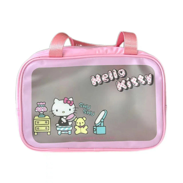 【中国直邮】日本 SANRIO 三丽鸥 磨砂化妆包 防水便携式 手提旅行 收纳袋 大容量可爱洗漱包-凯蒂猫款 1个*|预计到达时间3-4周