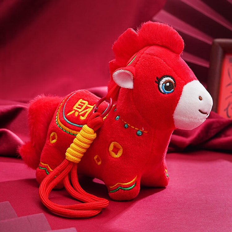 2026新年毛绒公仔 装饰马年吉祥物摆件 马上有财 1 个