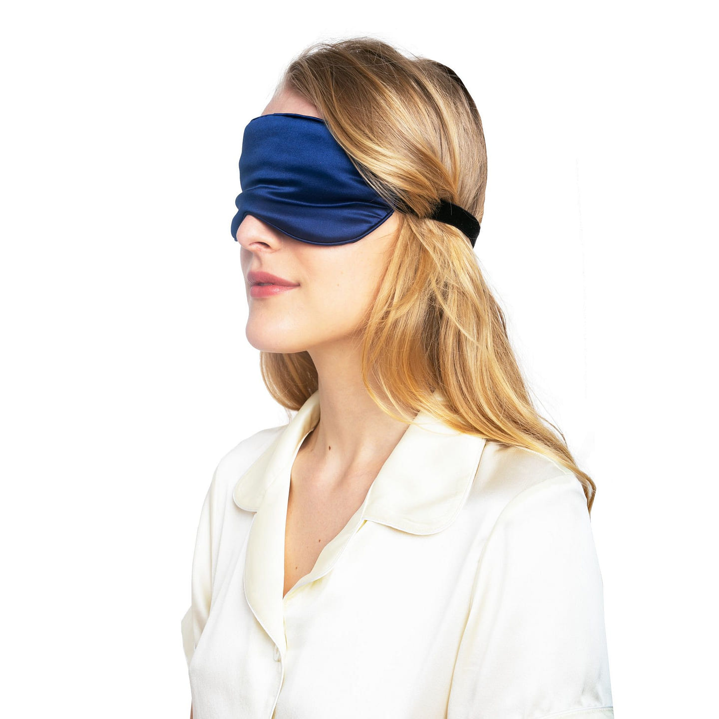 Beauty Silk Eye Mask with Velvet Band (19 Momme) Classic / Navy Blue 1 each