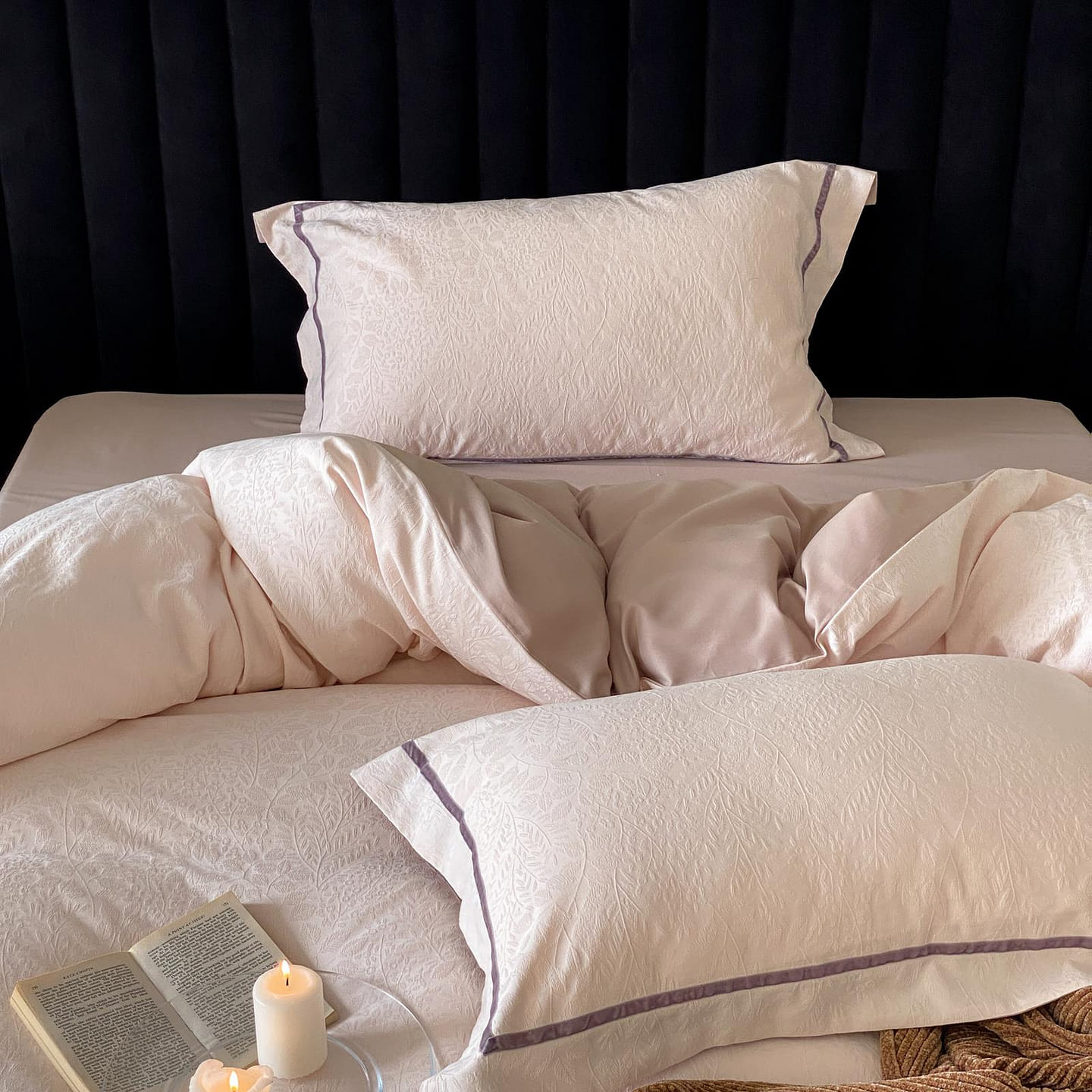 Willow Veil Bedding Set(Fitted) Mauve-Q 2000 g