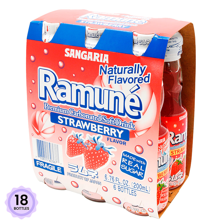 Sangaria Ramune 草莓弹珠汽水 200 毫升*18 瓶