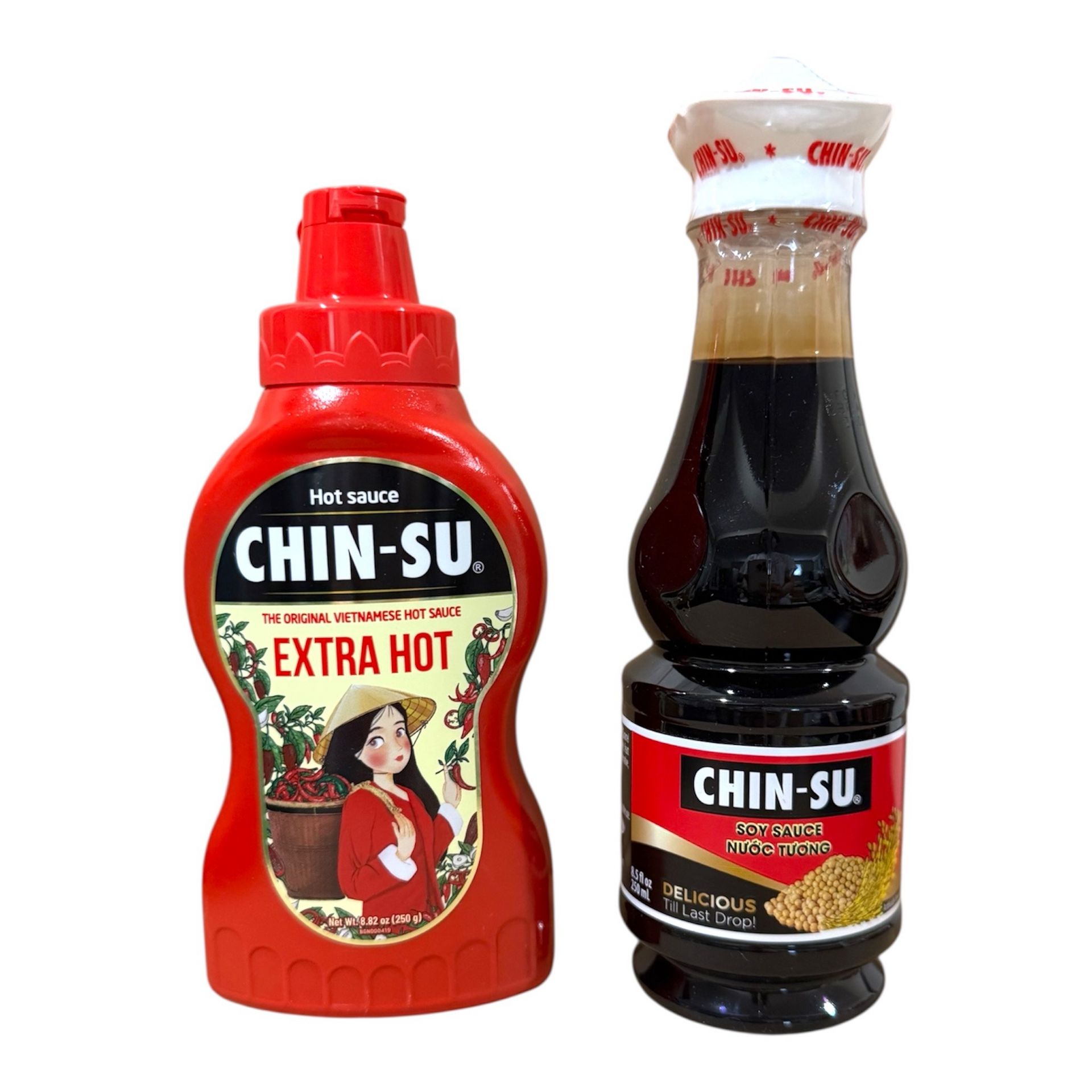 Chin-su Extra Hot Sauce & Soy (White cap) Combo 2 bottle