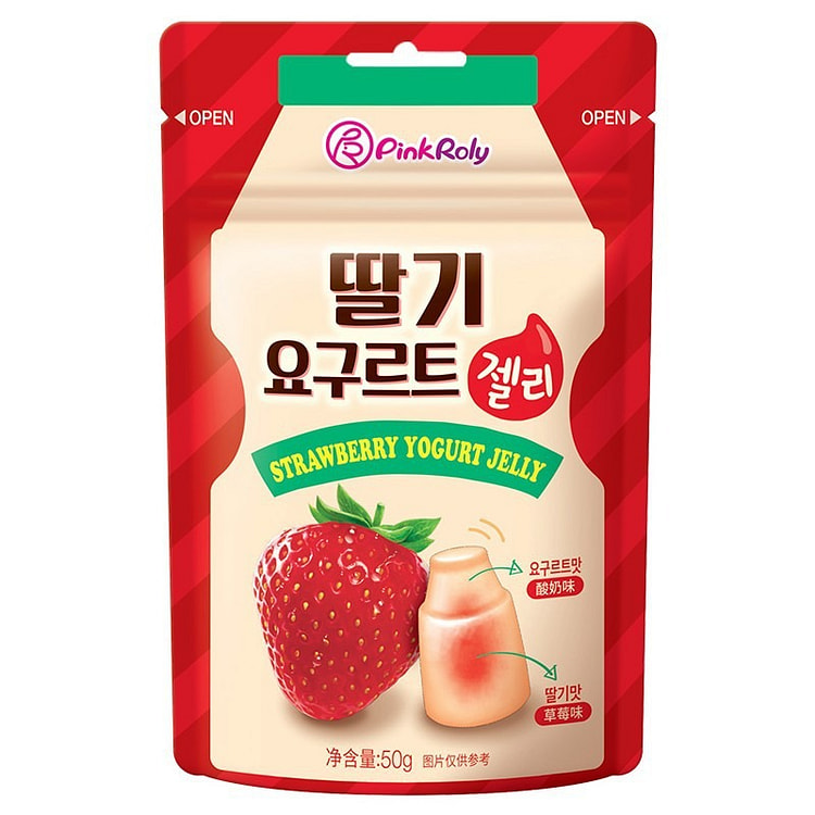 韩国pinkroly品可粒草莓酸奶味夹心软糖50g