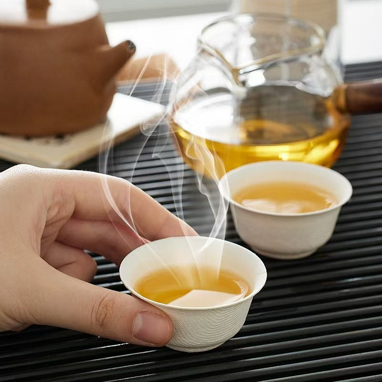 一次性纸浆功夫茶茶杯可降解纸杯便携茶具耐高温50只 1 个
