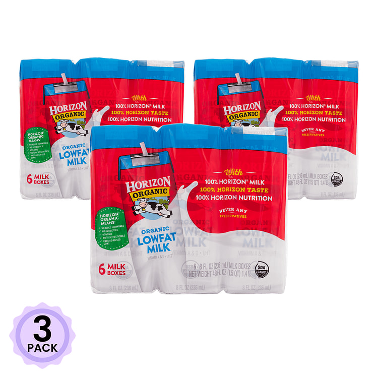 Horizon 有机低脂牛奶 6盒 8 液盎司*6 个*3 包