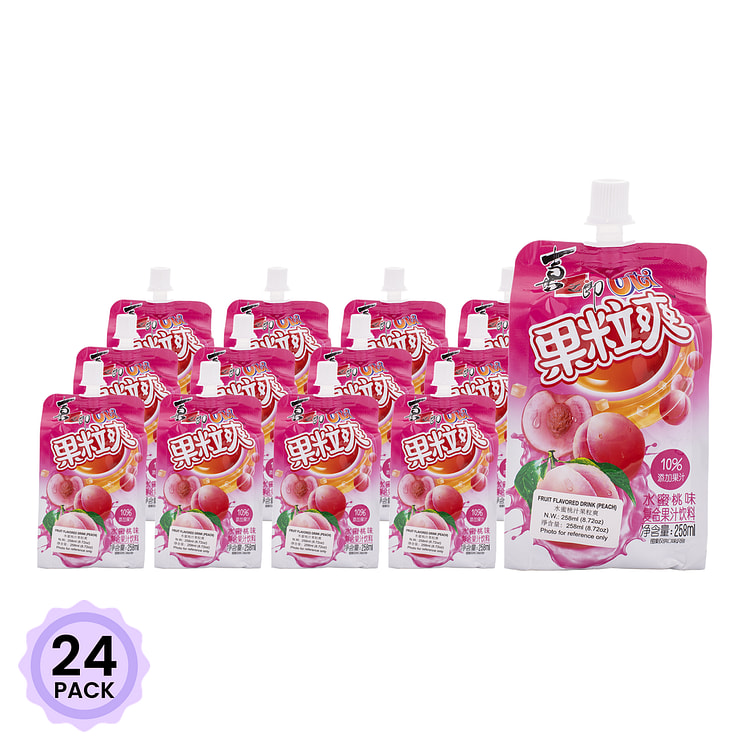 喜之郎 果粒爽饮料 蜜桃味 258 毫升*24 包