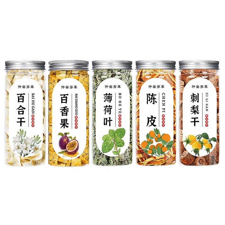 养生果茶 百香果陈皮薄荷刺梨干百合干泡茶 组合装 5 罐