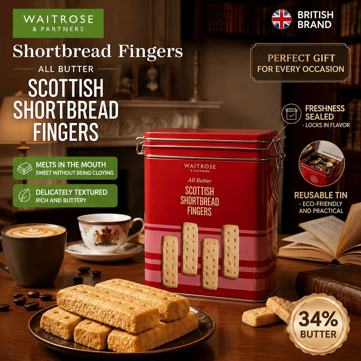 waitrose UK Imported Butter Cookies Gift Box 400g 400 g