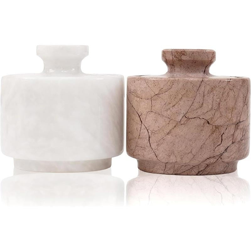 Marble Salt Cellar White & Marinara Elegant Holder 1 each