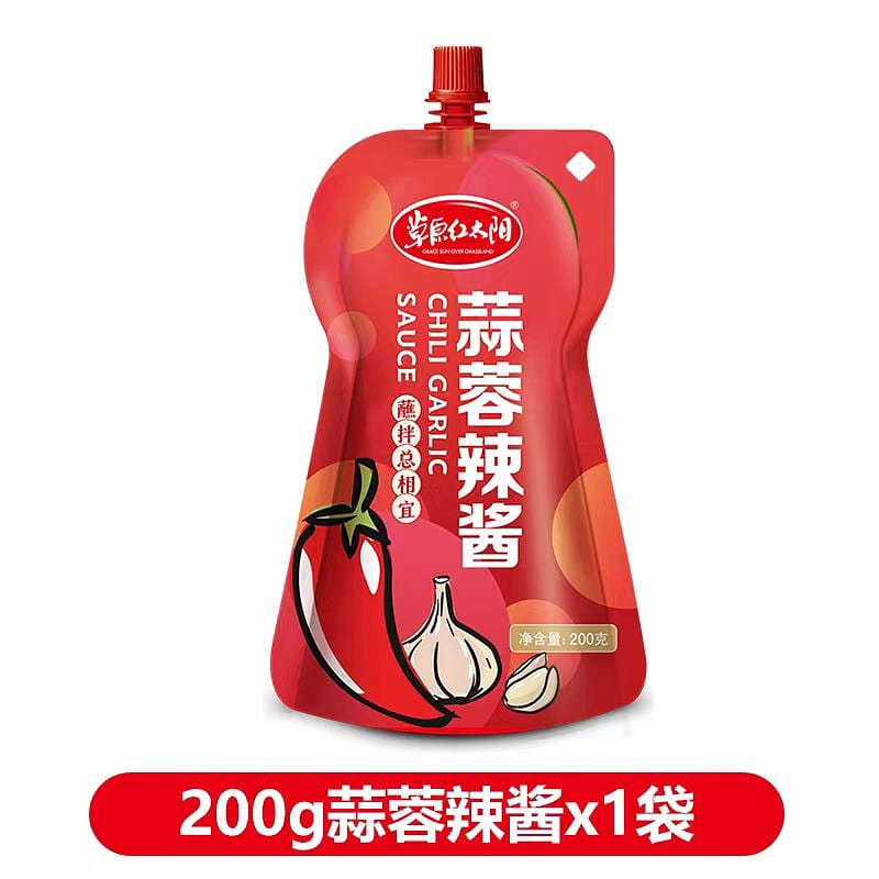 草原红太阳蒜蓉辣酱200g*1袋装家用烧烤生蚝蒜蓉酱泥蒜泥商用辣酱 200 克