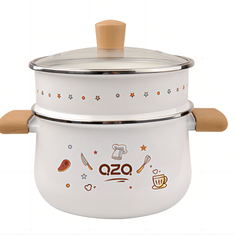 Qing Exhibition 20cm Enamel Soup Steaming Pot with Yao Cai Color 1 count