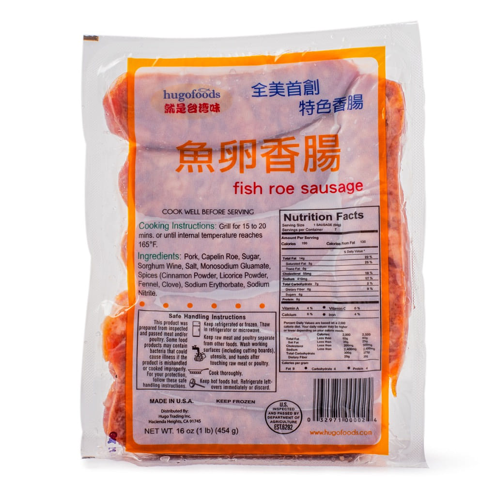 Hugo Foods Fish Roe Sausages, Frozen 1 lb