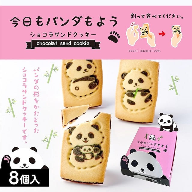今天也熊猫momo巧克力夹心饼干8p 1 盒