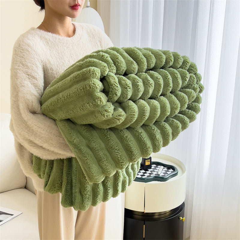 Striped Velvet Blanket Green 150*200cm 2000 g