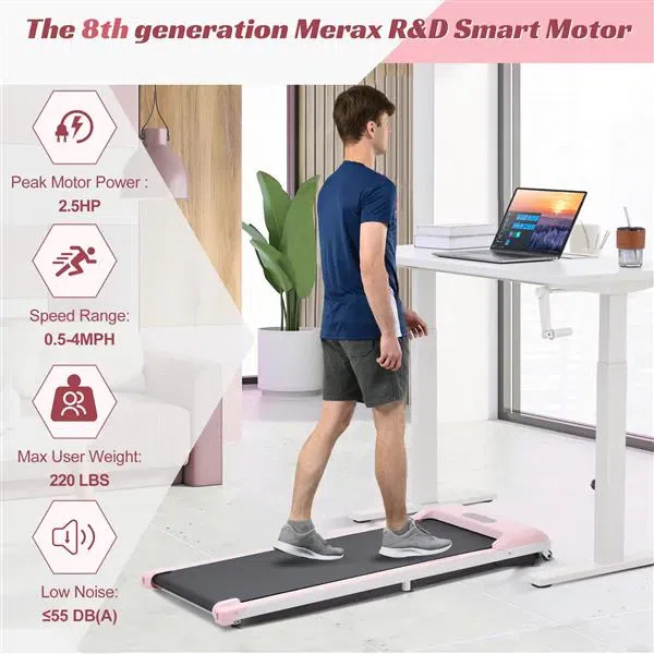 2 in 1 Under Desk Electric Treadmill 2.5HP, with Bluetooth APP and speaker, Remote Control, Display, Walking Jogging Running Machine Fitness Equipment for Home Gym Office 1 each