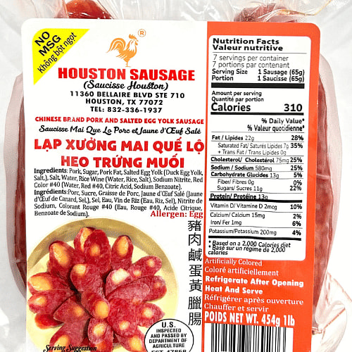 Pork and Salted egg Yolk Sausage