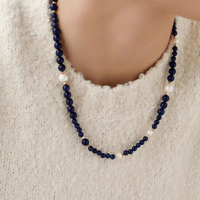 Natural Stone and Genuine Pearl Beaded Necklace 5 lb
