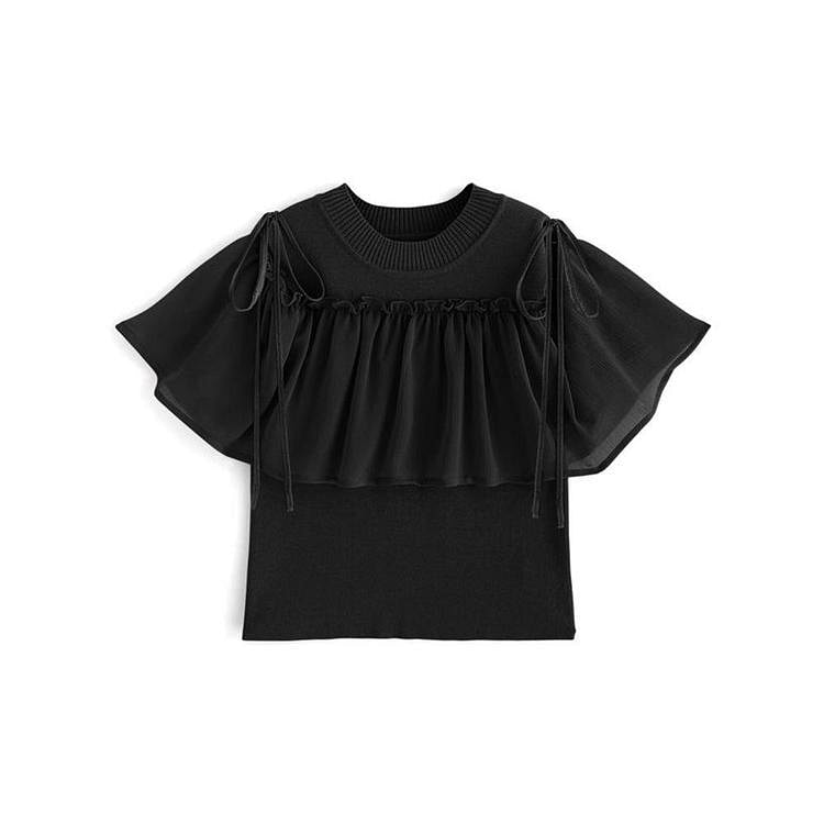 GRL 2Way Knit Top Black L