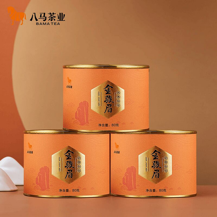 八马茶业 武夷红茶 特级红茶 金骏眉80g*3罐 240 克