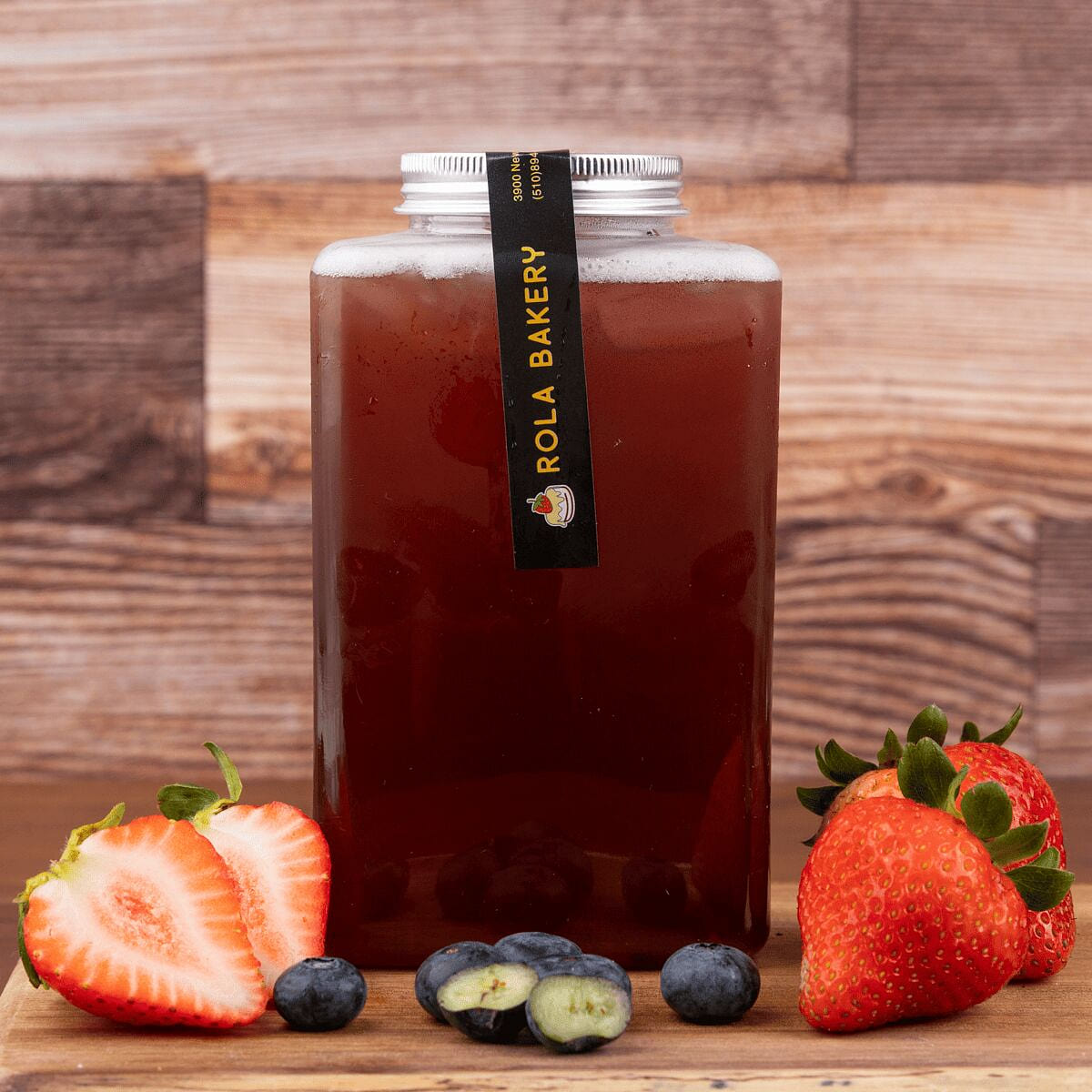 Strawberry & BlueBerry Oolong Tea 25% sugar no ice 500 ml