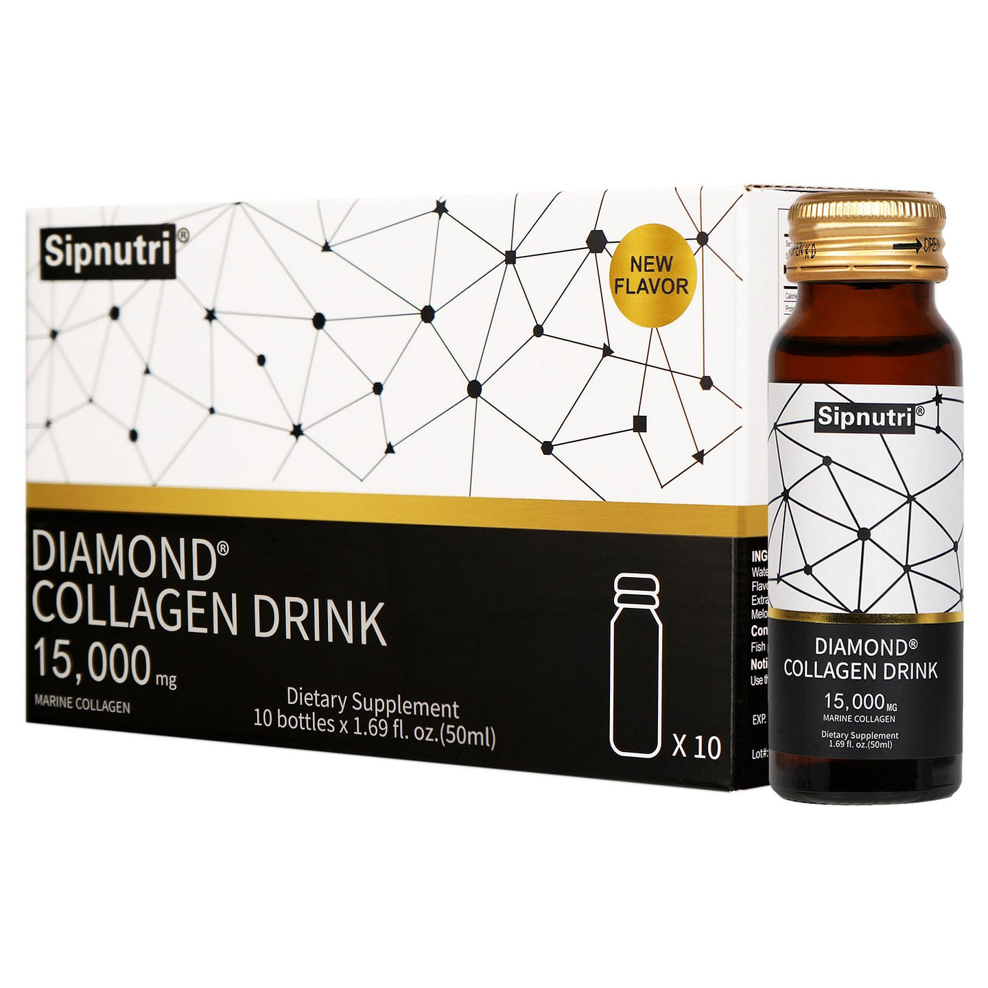 Sipnutri Marine Collagen Drink 15,000mg, 30 packs 10 bottle