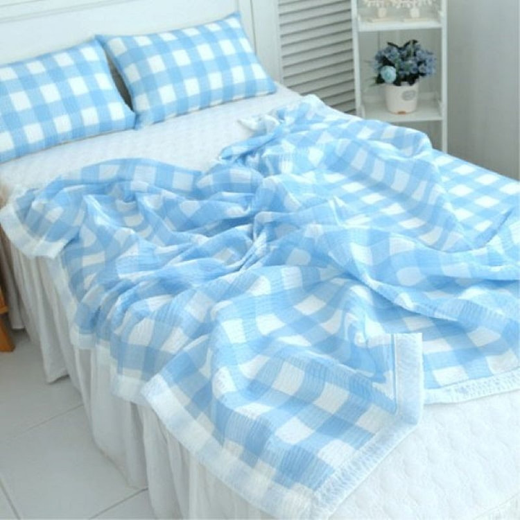 Basum Check Summer Lightweight Blanket - Blue