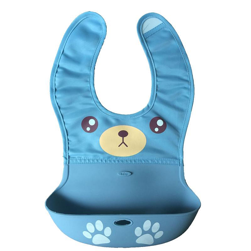 Nectar Baby Cloth and Silicone Bib-Blue Bear 1 each