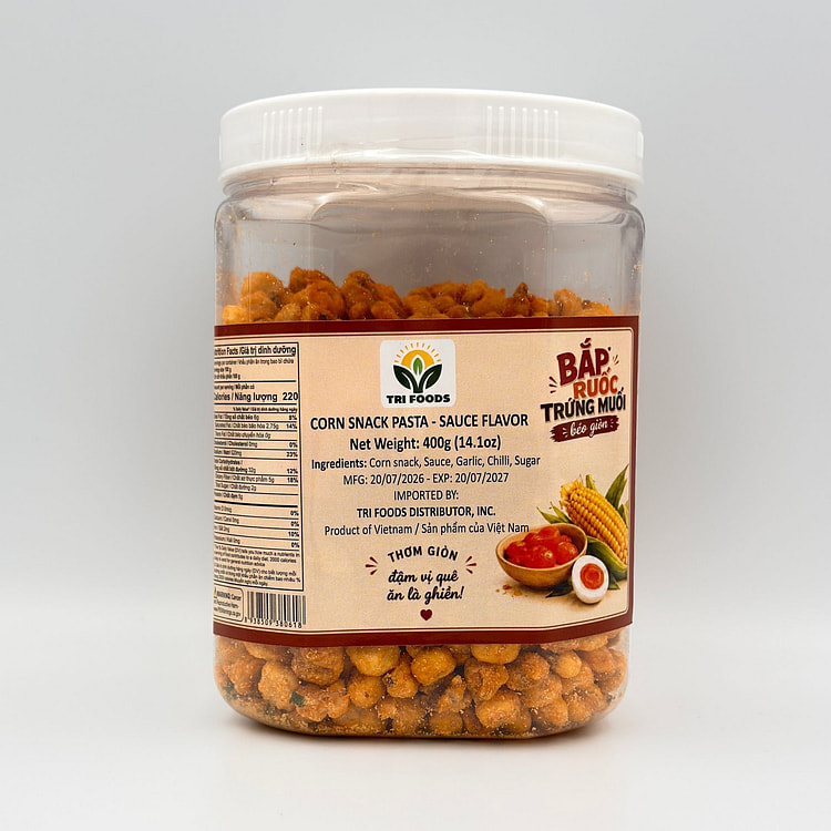 Tri-Foods Crispy Corn Snack Salted Egg Flavor 1Jar 400 g