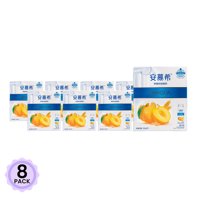 安慕希 希腊风味酸奶 黄桃和燕麦 200 克*10 瓶*8 包