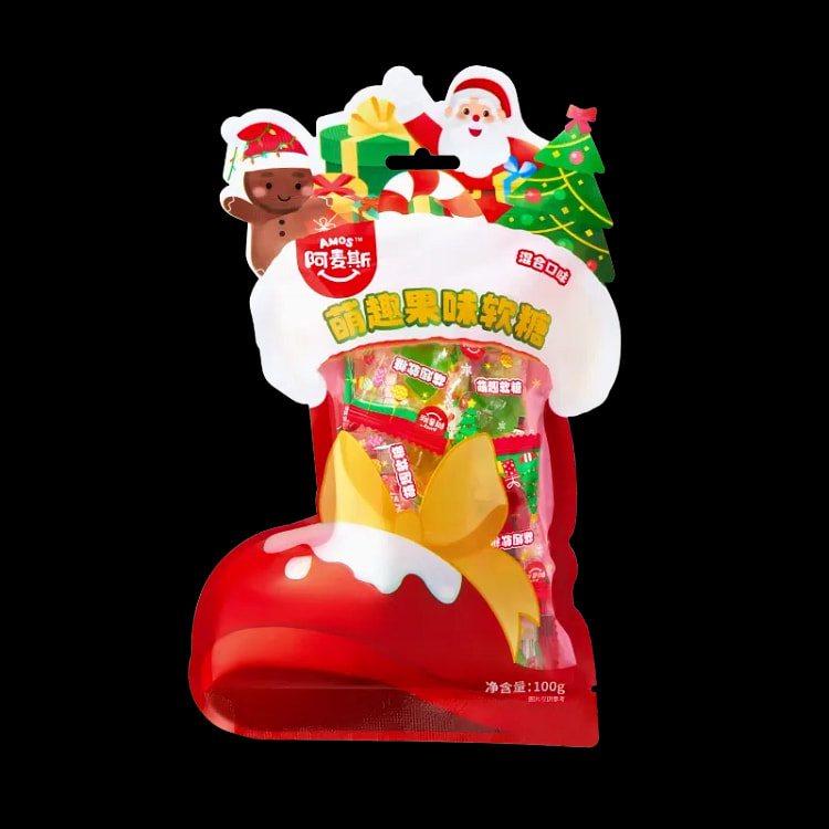 阿麦斯4d水果爆浆爆汁软糖100g圣诞节礼物糖果 100 克