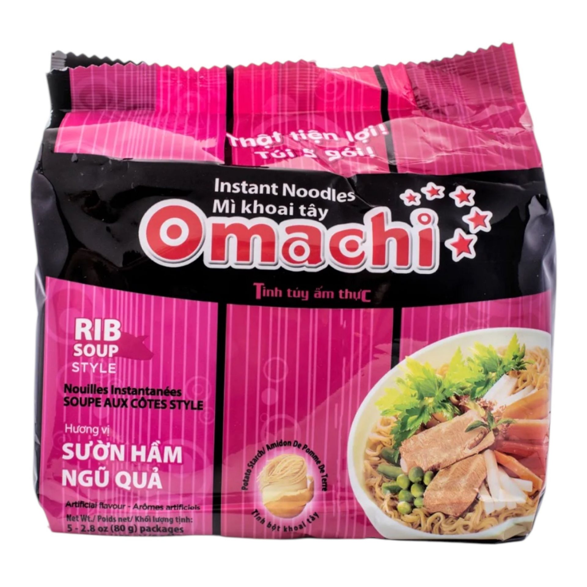 Omachi Rib Soup Style Instant Noodles Pack of 5 1 count