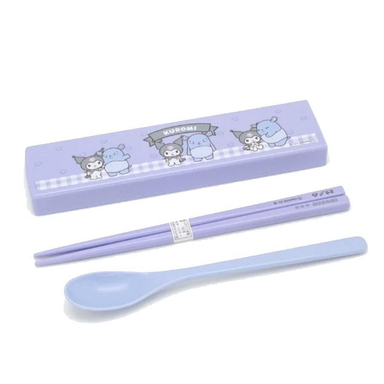 OSK Kuromi Pull Lid Chopstick & Spoon Set 1 count