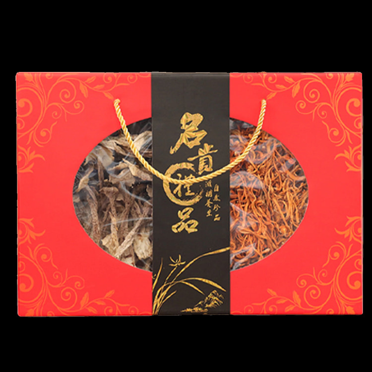 过新年礼盒春节送礼福利东北特产鹿茸菇加虫草花特级香蘑菇菌类375g*1盒