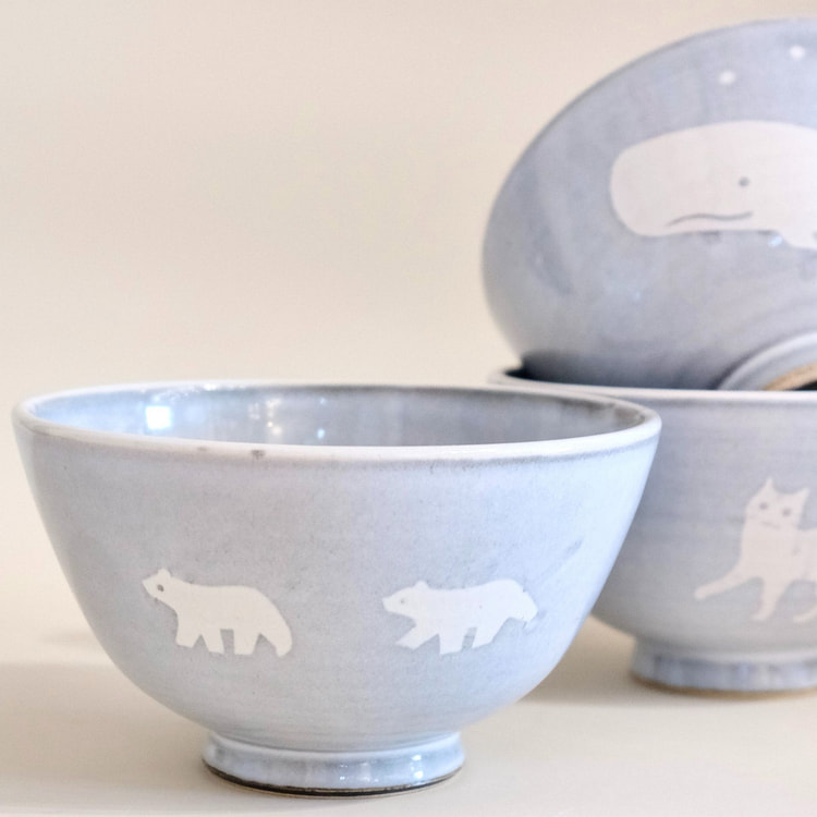 Artist 糸賀陶房 13cm M碗 - 北极熊