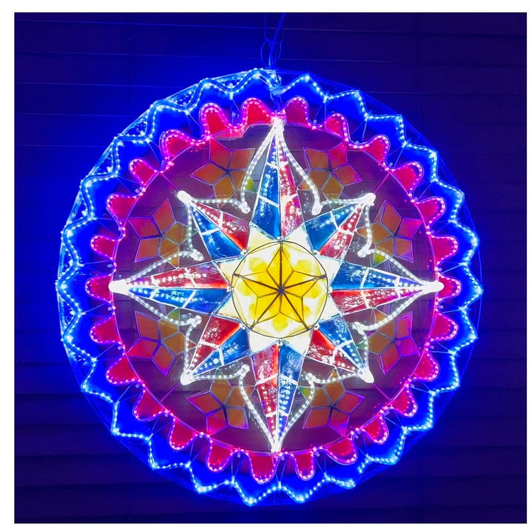 Philippine Flag-Inspired Capiz Parol - Colored 24" 1 each