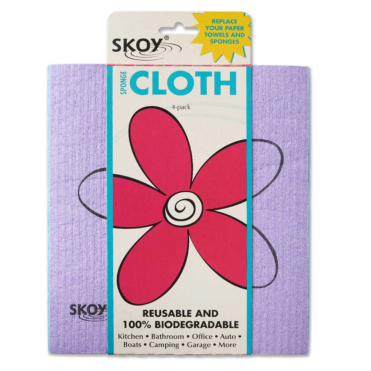 Skoy 4 Pack Multi Colored Cloths, Flower Print 4 pack
