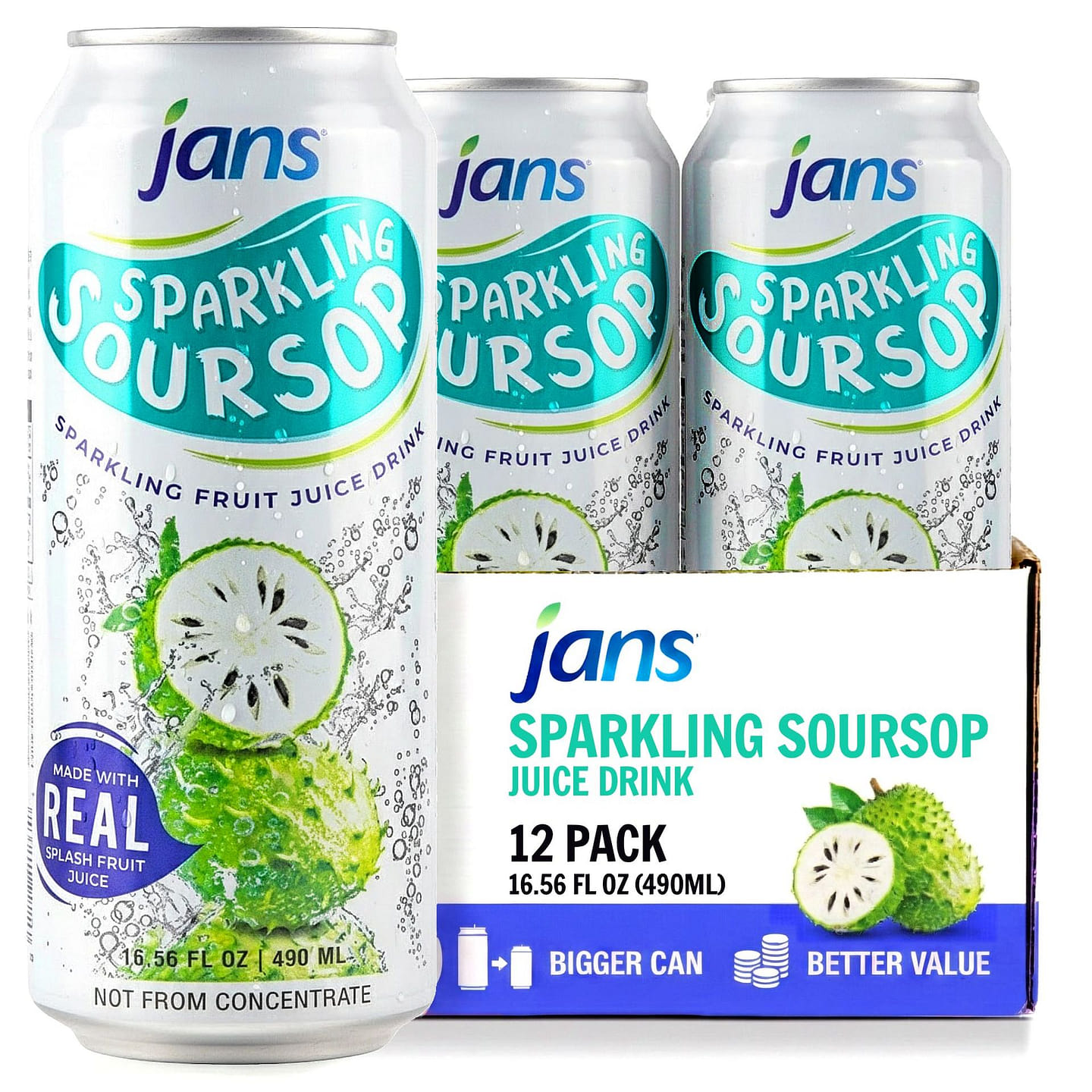 Jans – Sparkling Soursop Juice Pack of 12 16.57 fl.oz*12 pack