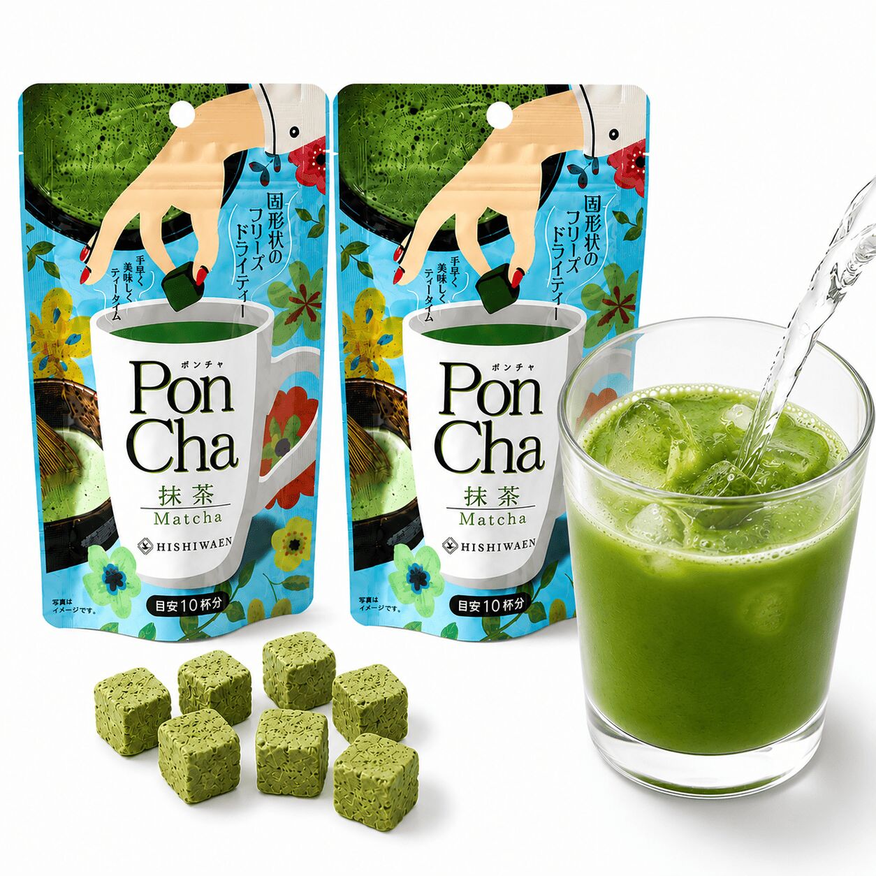 日本直邮菱和園PonCha 速溶抹茶/干冻茶块2 包- Weee!