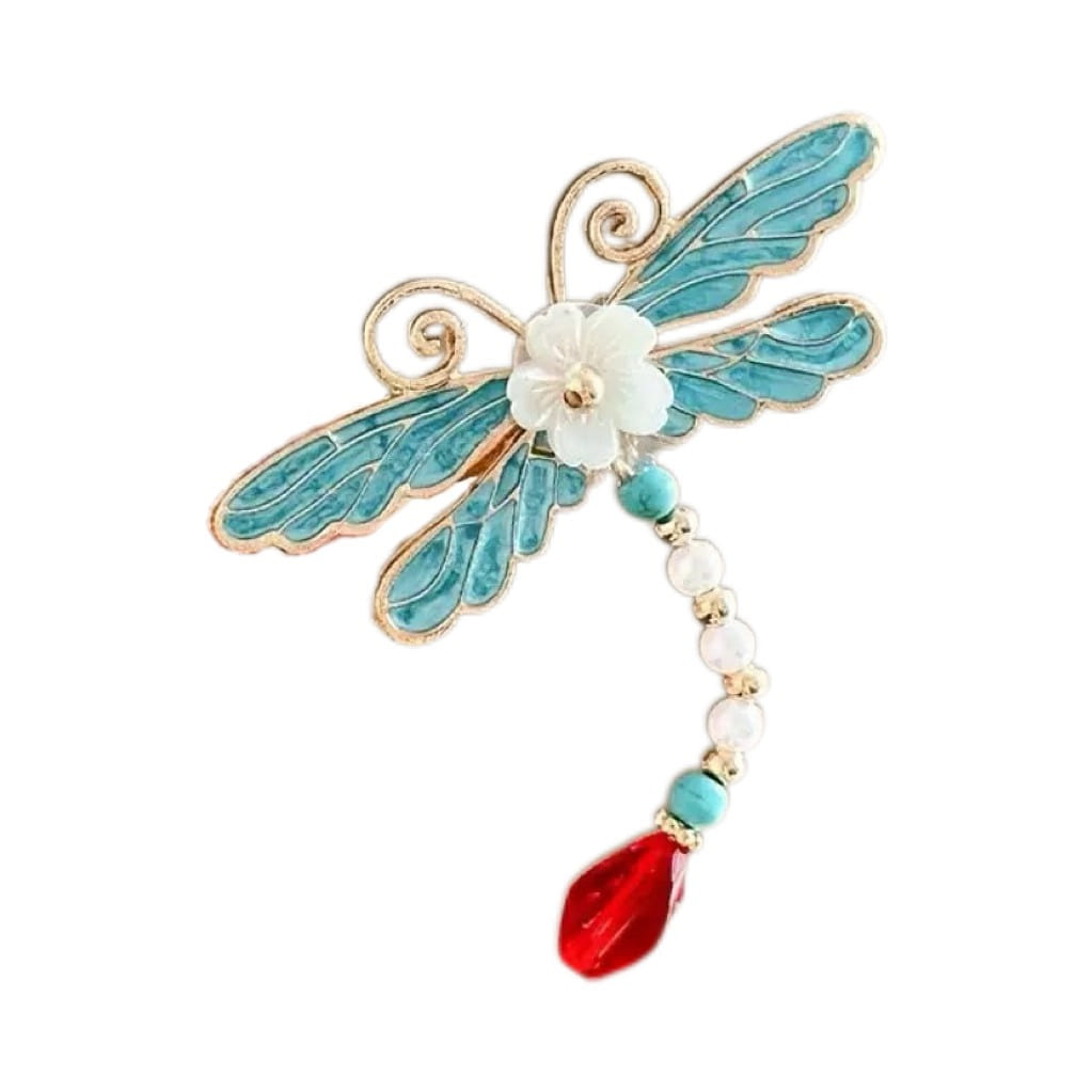 New Chinese-Style Enamel Hair Clip -Blue Dragonfly 1 count