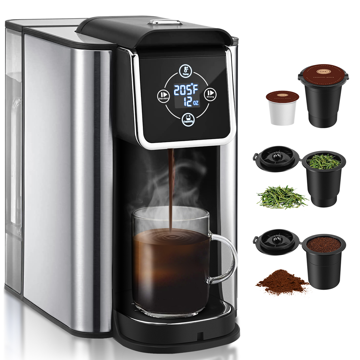 3-in-1 Single Serve Coffee Maker, Temp Control 1 count