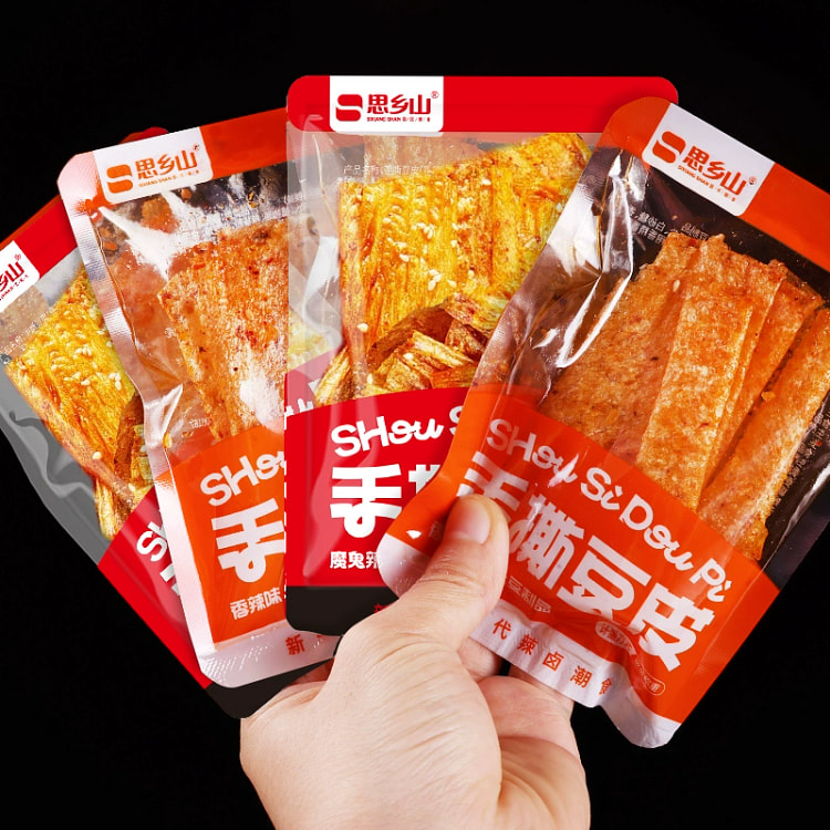 思乡山 手撕豆皮湖南特产平江香辣豆干麻辣零食辣条小包装怀旧零食香辣味*1包 (min 5)