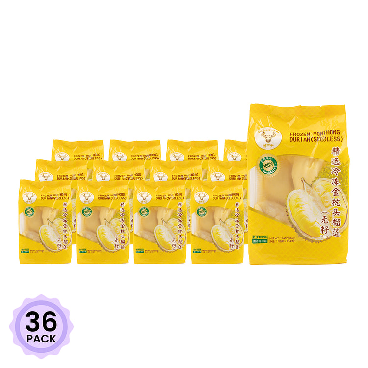 金牛王 精选冷冻金枕头榴莲 （无籽） 400 克*36 包