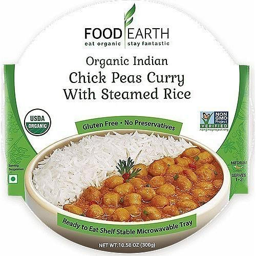 Food Earth Organic Chick Peas Curry with Steamed Rice (Ready-to-Eat), 10.58 oz tray 10.58 oz