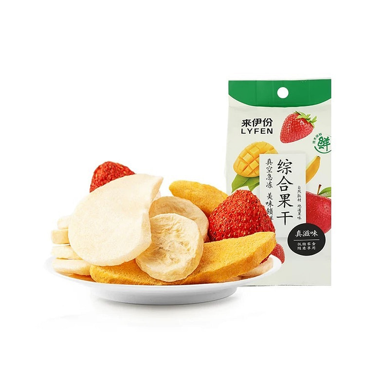 来伊份 综合水果冻干泡酸奶水果干零食混合装25g*2