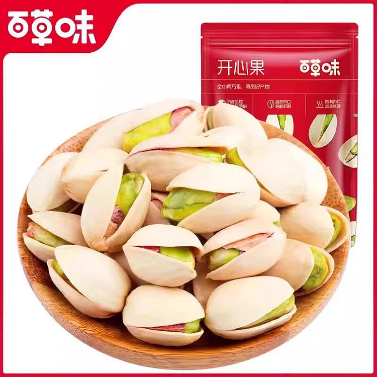 百草味红版开心果100g*1袋坚果干果手剥原色盐焗味零食礼包休闲食品 (min 2)
