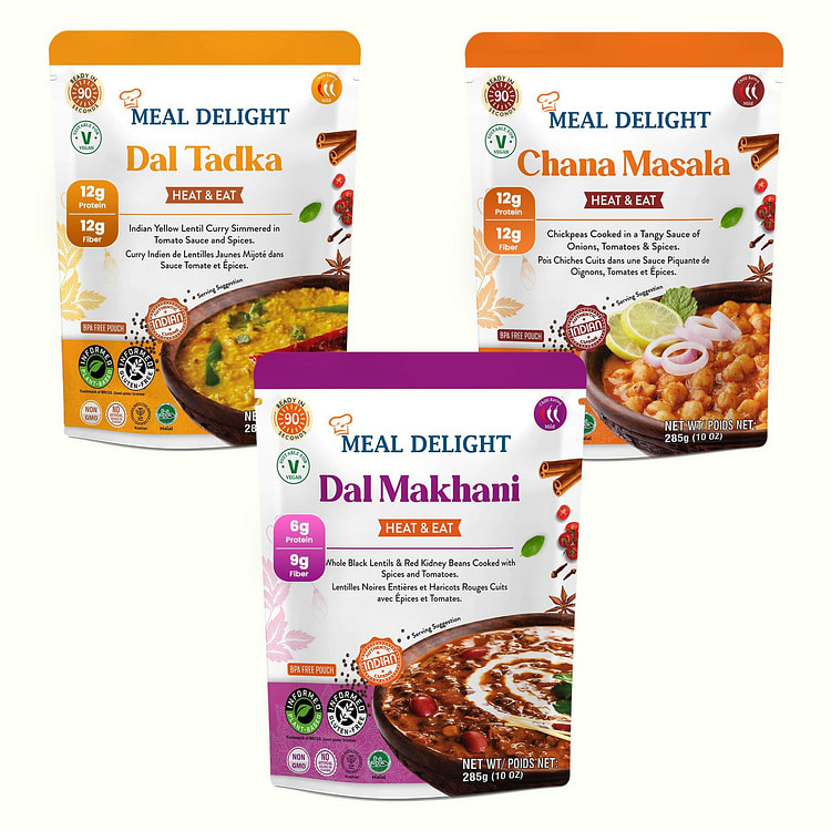 Meal Delight Dal Makhani, Tadka, Chana Masala, 6Pk 10 oz