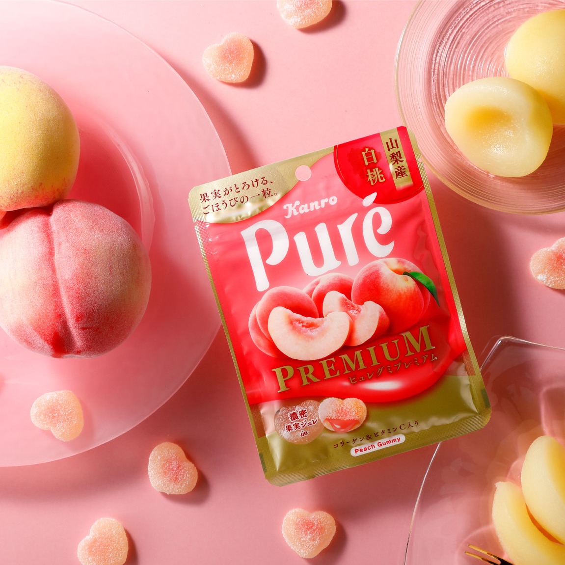 カンロ ピュア山梨 白桃風味 グミキャンディ 54g - Weee!
