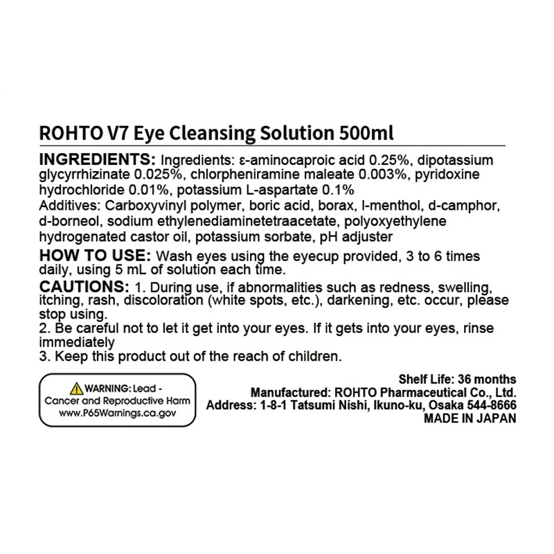 Get ROHTO V7 Eye Cleansing Solution 500ml 1 each Delivered